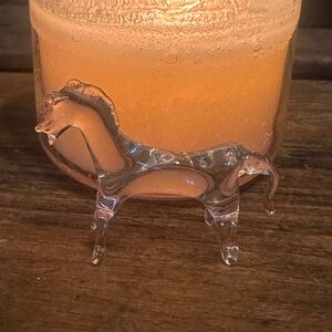 Vintage Handcrafted Blown Glass Horse Figurine, Clear 3"